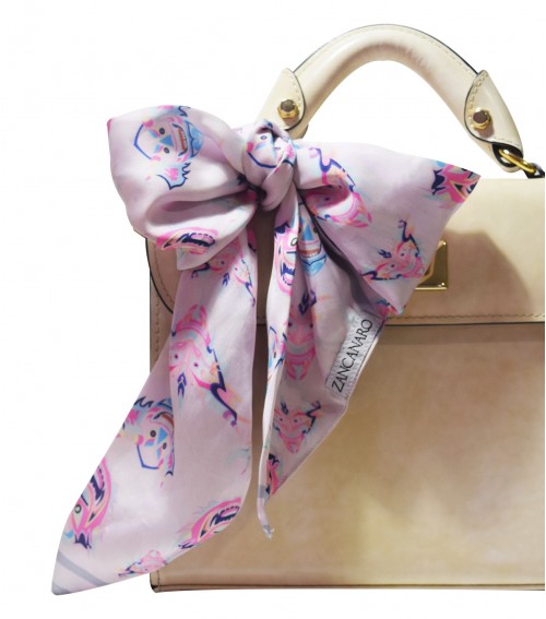 silk scarf neck and purse pink