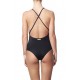 one piece black bikini mesh insert criss cross back