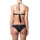 womens black bikini halter top integrated silver necklace string bottom