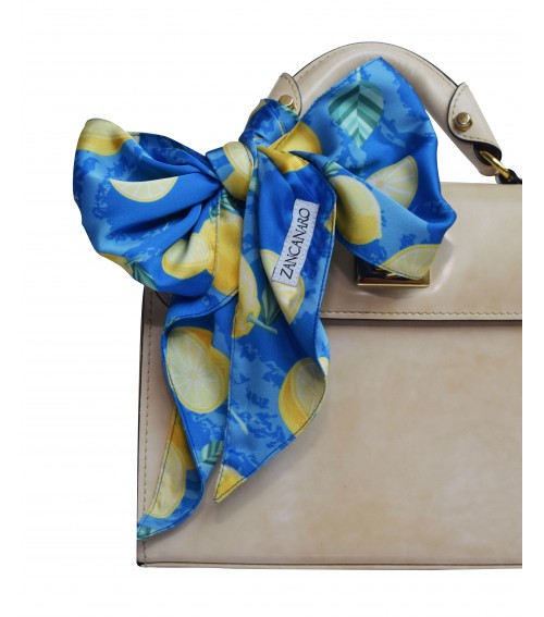 Pañoleta limones estampado italia para muñeca cartera o cuello 