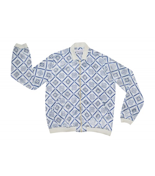 chaqueta sport de mujer estampado de mosaico azul 