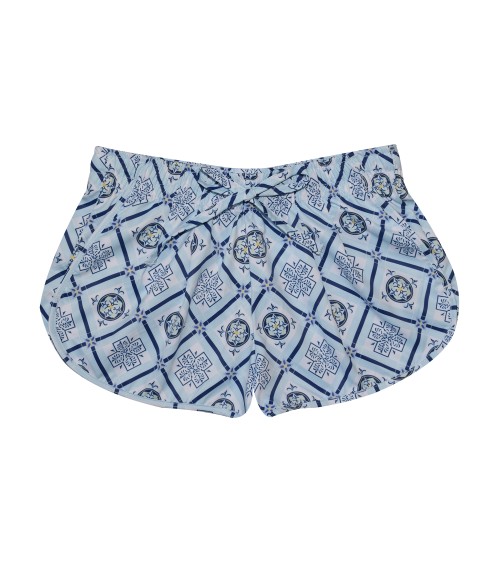 short para la playa mujer estampado mosacio azul 